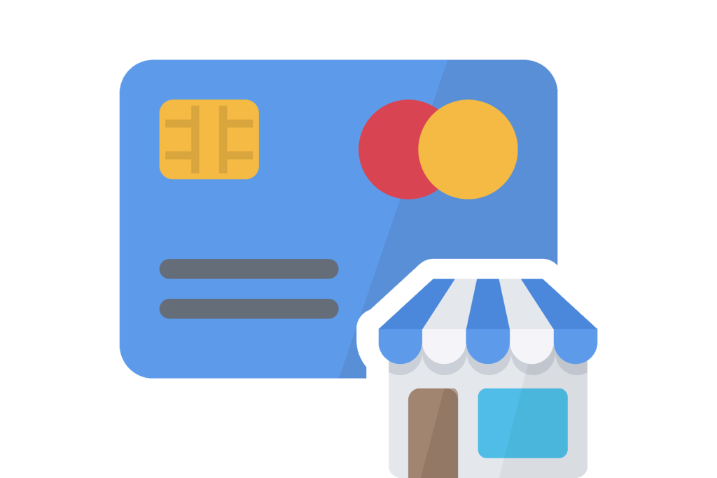 a credit card and an online store