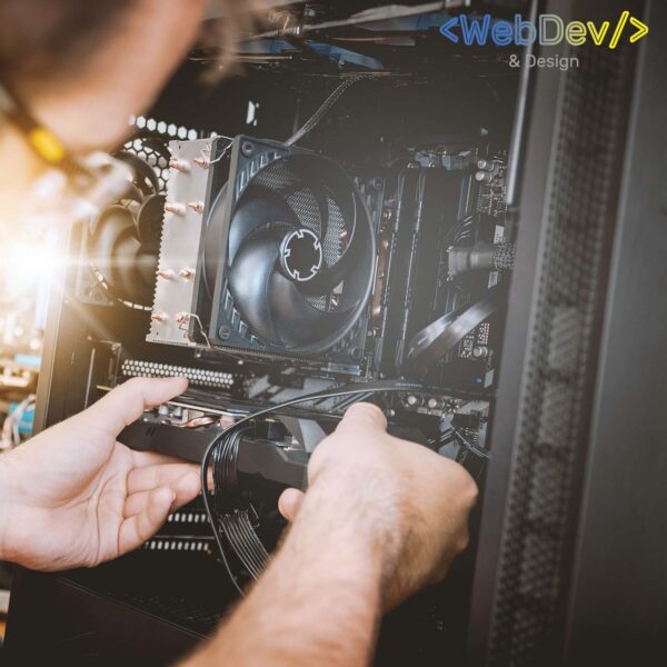 An IT tech, maintenance & support guy fixing a computer