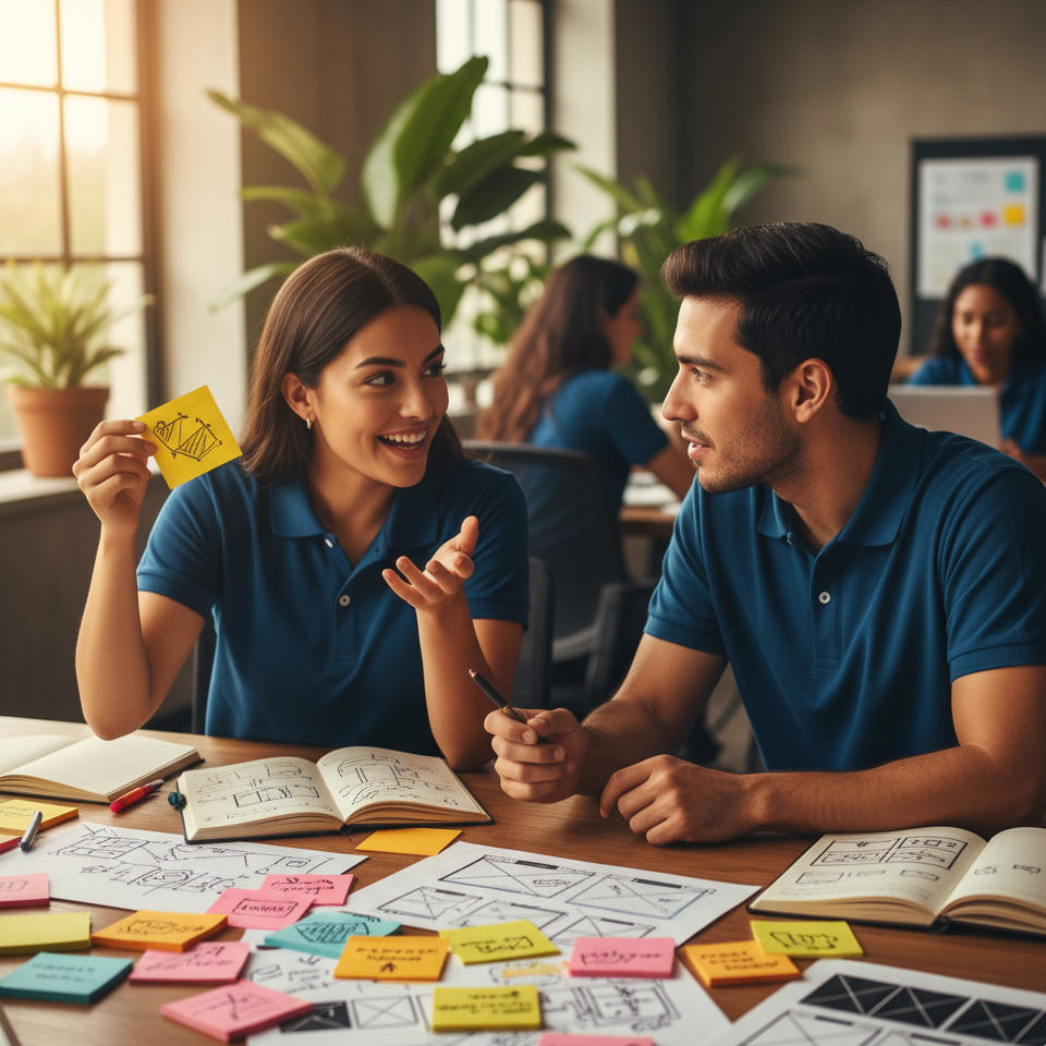 web design team collecting notes